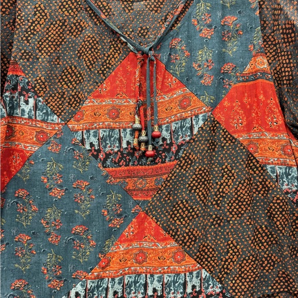Carole Little Women’s 14 Blouse Top Tunic Geometric Abstract Bohemian Vintage - Picture 3 of 6